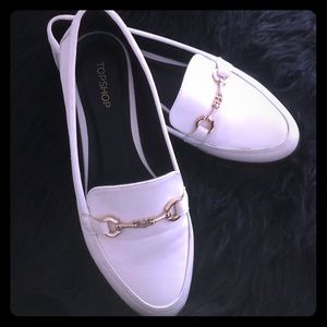 TopShop White Horsebit Loafers